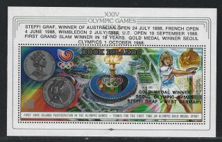 1988 Cook Islands Sc 1001 - $10 Steffi Graf Gold Medal Olympic Souv Sheet - Mnh