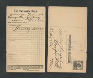 1910 The Owensville Bank Owensville Mo Advertising Us Postal Card Ux20