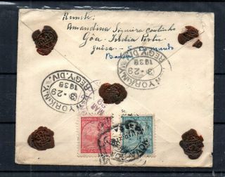 Portuguese India 1935 Registered Cover To Wash.  D.  C.  Through Ny,  Ny Registry Div.