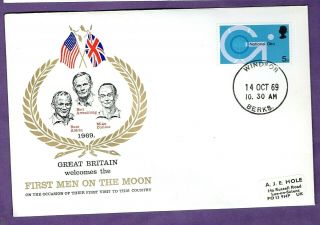 Gb Souvenir Cover With Profiles Of First Men On Moon 1969 No Address On Cover