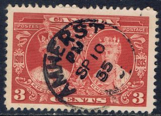 Canada 213 (7) 1935 3 Cent King George V & Mary Amherst Sep 10,  1935 Cancel