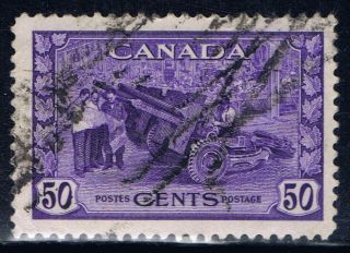 Canada 261 (2) 1942 50 Cent Violet Munitions Factory Cv$2.  75