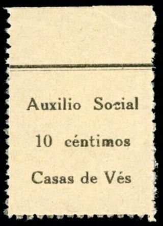 J030 Spain Civil War.  Local Stamp Casas De VÉs (albacete).  Auxilio Social.
