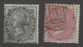 India 1855 Bluish Paper 4a & 8a Sg 35 - 36 £43.  00