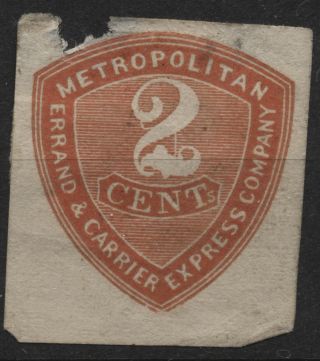 Usa 1855 107lu1 2c Metropolitan Errand And Carrier Express Co - Cut From Envelope