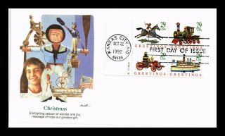 Us Cover Christmas Antique Toys Fdc Plate Block Fleetwood Cachet