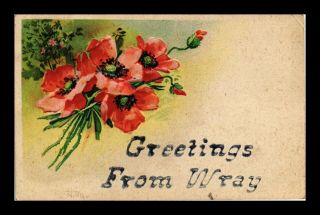 Dr Jim Stamps Us Flowers Poppies Greetings From Wray Postcard 1908