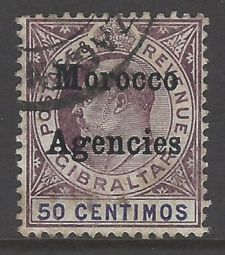 Morocco Agencies 1905 50c Purple & Violet Vf Sg 28 Cat £65