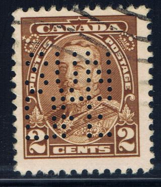 Canada 218 (1) Perfin 1935 2 Cent Brown King George V " Sun Life "