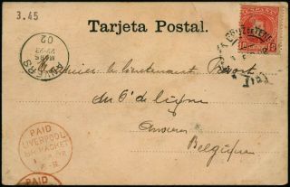 C180 Spain Postcard Belgium Santa Cruz De Tenerife Anvers 1902 Uk Liverpool