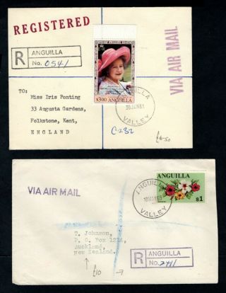 Anguilla - 1969 & 1981 2 X Registered Airmail Covers