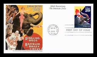 Dr Jim Stamps Us Ringling Brothers Circus Elephant First Day Cover Mystic