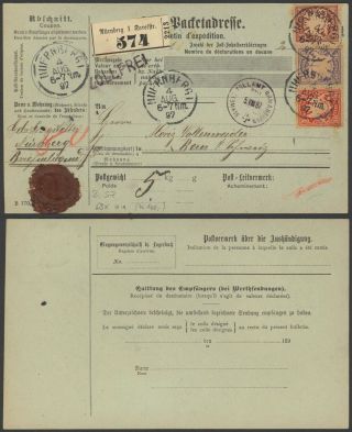 Germany Bavaria 1897 - Parcel Post Waybill Nurnberg 36185/31