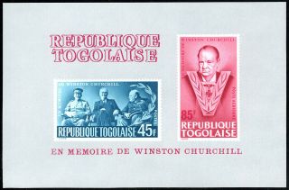 Togo C47a S/s,  Mnh.  Sir Winston Churchill,  Roosevelt,  Stalin At Yalta,  1965