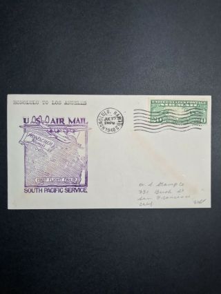 Usa Us First Flight Cover Honolulu To Los Angeles Fam 19 Pan Am 1940