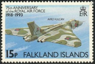 Avro Vulcan / Raf 75th Anniversary Aircraft Stamp (1993 Falkland Islands)