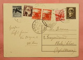 1947 Italy Uprated Postal Card Vailate To England