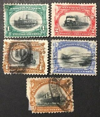 Usa 1901 " City Of Alpena " Stamp Pt Set 1,  2,  4,  5 & 10c All Vfu (10c Space Filler)