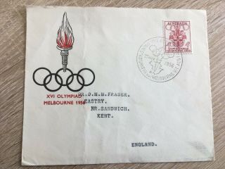 Postal History Australia 1956 Melbourne Olympic Games Cover To Uk