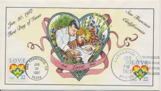 2248 Love 22c Hand Painted Fred Collins Cachet First Day Cover