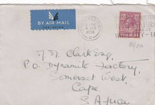 Interesting 1936 Kgv Air Mail Cover To P.  O.  Dynamite Factory South Africa 57