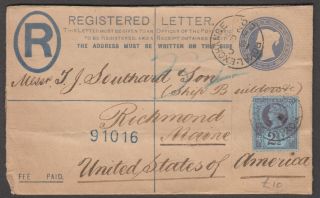 1902 Qv Registered Envelope With 1887 2 1/2d Jubilee Tied Royal Exchange Cds