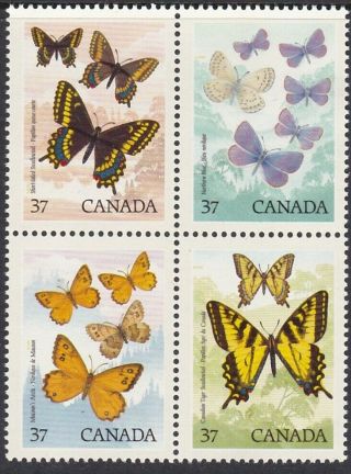 Canada 1988 Butterflies 1213a Block Of 4 Mnh