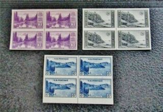 Nystamps Us Stamp 758 // 762 H $20 Block With Vertical Line Between