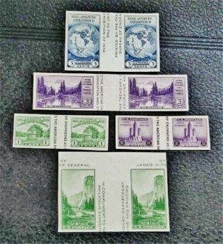 Nystamps Us Stamp 766 - 770 H Ngai Pairs With Vertical Gutter Between $40