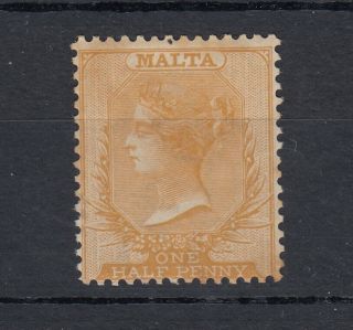 Malta Qv 1882 1/2d Orange Yellow Sg18 Mh Gum Cat £40 J6283