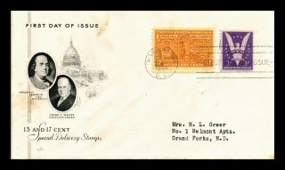 Dr Jim Stamps Us 17c Special Delivery Dual Franked First Day Cover Scott E18