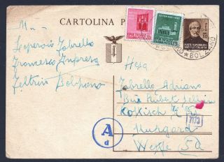 Italy 1945 Uprated Postal Stationery Card Bolzano Cancel - (38)