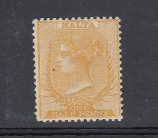 Malta Qv 1882 1/2d Orange Yellow Sg18 Mh Gum Cat £40 J6282