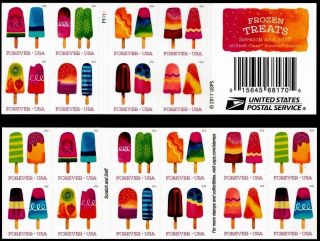 Us Frozen Treats 2018 Scott 5284 - 5293 Scratch And Sniff Forever 20 Vf Stamp Pane