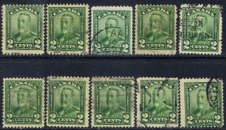 Canada 150 (3) 1928 2 Cent Green King George V Scroll 10 Cv$2.  50