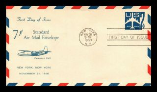 Dr Jim Stamps Us 7c Embossed Air Mail Fdc Postal Stationery Cover Fairchild F27