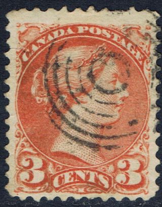 Canada 37 (5) 1882 3 Cent Orange Red Queen Victoria 6 Ring Cancel