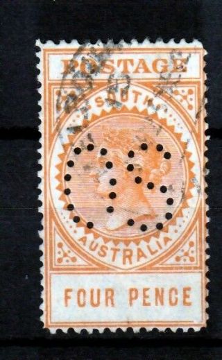 South Australia 1906 4d Perf 12 Sg299 Perf ‘os’ - ?used Melbourne Victoria ??
