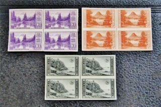 Nystamps Us Stamp 758 // 764 H Block With Vertical Line Between $20