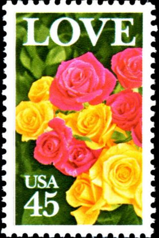 1988 45c Love,  Roses Scott 2379 F/vf Nh