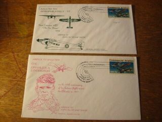 2 - Covers,  Aripex 1977,  Charles Lindbergh,  Commercial Aviation,  S&h,  (s)