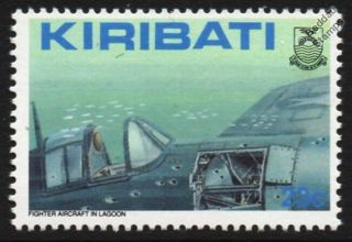 Grumman F6f Hellcat (shot Down Into Lagoon) Wwii Fighter Aircraft Stamp