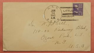 Prexie 1940 Naval Uss Bear Little America Byrd Antarctic Cancel To Usa,  Letter