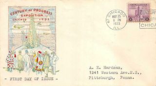 729 3c Century Of Progress,  First Day Cover Cachet [q527859]