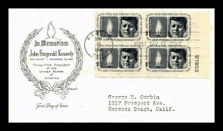 Dr Jim Stamps Us John F Kennedy First Day Cover Plate Block Scott 1246