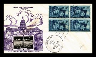 Dr Jim Stamps Us Texas Statehood Centennial Photo Cachet Fdc Cover Block