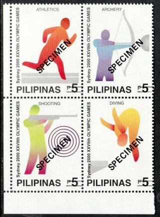 Philippines Specimens – 2000 Sydney Olympics,  Se - Tenant B/4,  Mnh,  F - Vf
