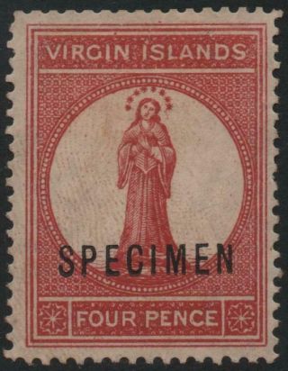 Br.  Virgin Islands: 1887 - 89 Sg 35s 4d Chestnut Av.  Mounted Spec Ovpt (26104)