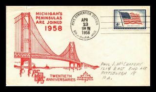 Dr Jim Stamps Us Psps Birmingham Michigan Event Cover Bridge Cachet 1958