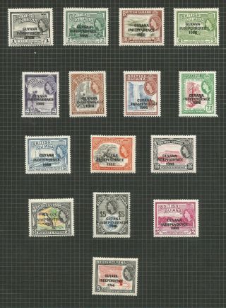 British Guyana 1966 Independence Overprint Fine Set Of 15 To $5.  00